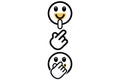 Quiet smiley line art icon set featuring shush gestures, silent faces, and modern minimal graphics for communication and