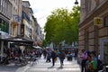 Quiet street in the center of Luxembourg City old town, Luxembourg, with people walking and relaxing Royalty Free Stock Photo