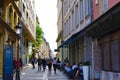 Quiet street in the center of Luxembourg City old town, Luxembourg, with people walking and relaxing Royalty Free Stock Photo