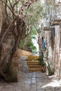 Quiet street in old city Yafo-Israel Royalty Free Stock Photo