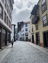 The quiet streets of the island's capital Santa Cruz de la Palma. Vintage balconies, beautiful houses, paving stones Royalty Free Stock Photo