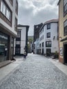 The quiet streets of the island's capital Santa Cruz de la Palma. Vintage balconies, beautiful houses, paving stones Royalty Free Stock Photo