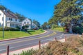 Quiet suburban neighborhood with curved road at the front in San Francisco, California