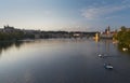 Quiet summer evening on Vltava River Royalty Free Stock Photo