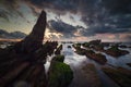 Quiet before sunset at Barrika beach Royalty Free Stock Photo