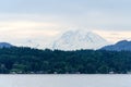 Quiet sunset  on Sammamish Lake with  Rainier  in background Royalty Free Stock Photo