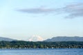 Quiet sunset  on Sammamish Lake with  Rainier  in background Royalty Free Stock Photo