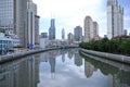 Quiet Suzhou River High-rise buildings and their reflections Royalty Free Stock Photo