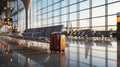 The Quiet Terminal. Luggage and Empty Seats Fill the Airport Waiting Area. Generative AI Royalty Free Stock Photo