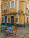 Quiet terrace of a cafe on a street in CadÃÂ­z