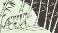 Quiet Tiger in Dense Bamboo Forest Vector Art, vector design Generative AI Royalty Free Stock Photo