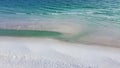 Quiet white sandy beach with blue green turquoise water multiple waves shades colors along Emerald Coast at Seagrove beach, Santa Royalty Free Stock Photo