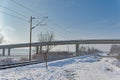 Winter Railway Landscape in Dugo Selo, Croatia