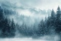 Quiet winter scene Snowfall over an alpine forest with text space Royalty Free Stock Photo