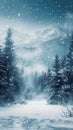 Quiet winter scene Snowfall over an alpine forest with text space Royalty Free Stock Photo