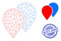 Quiet Zone Grunge Stamp and Web Mesh Map Pointers Vector Icon Royalty Free Stock Photo