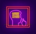 Quiet zone neon sign, no sound. Keep silence. Vector stock illustration. Royalty Free Stock Photo