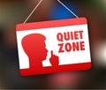 Quiet zone, no sound. Keep silence. Vector stock illustration. Royalty Free Stock Photo