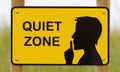 Quiet zone sign, yellow with a black silhouette Royalty Free Stock Photo