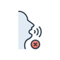 Color illustration icon for Quietly, silently and noiselessly