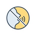 Color illustration icon for Quietly, hush and dumb