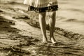 Gait on water and sand Royalty Free Stock Photo