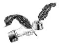 Quill Feather Ink Pen Hand Suit Vintage Woodcut Royalty Free Stock Photo