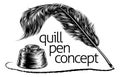 Quill Feather Pen and Ink Well Concept