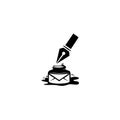 Quill icon, Ink bottle and quill pen vector design Royalty Free Stock Photo