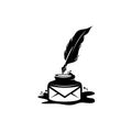 Quill icon, Ink bottle and quill pen vector design Royalty Free Stock Photo