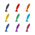 Quill ink color icon set on white background Royalty Free Stock Photo