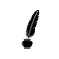 Quill ink icon on white background. Classic feather quill illustration Royalty Free Stock Photo