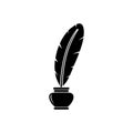 Quill ink icon on white background. Classic feather quill illustration Royalty Free Stock Photo