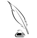 Quill and Ink pot black vector icon