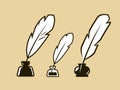 Quill pen in inkpot symbol. Education, journalism, literature concept