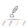 Quill, pen multi color style icon. Simple thin line, outline vector of law and justice icons for ui and ux, website or mobile Royalty Free Stock Photo