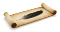 Quill Pen and Old Parchment Scroll Royalty Free Stock Photo