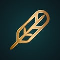 Quill pen vector icon. Gold metal with dark background Royalty Free Stock Photo