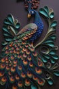 Quilled peacock with beautiful colors in paper strips