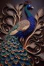 Quilled peacock with beautiful colors in paper strips