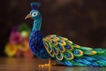 Quilled very beautiful peacock with beautiful colors in paper strips 3D photography