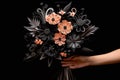 quilling chinese style chic black bouquet in the hands of a girl