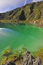 Quilotoa crater lake in the andes mountains of Ecuador