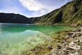 Quilotoa crater lake in the andes mountains of Ecuador