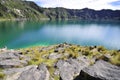 Quilotoa crater lake in the andes mountains of Ecuador