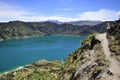 Quilotoa crater lake in the andes mountains of Ecuador