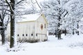 Quilt Barn in a Winter Snowy Wonderland Royalty Free Stock Photo