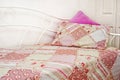Quilt on bed Royalty Free Stock Photo