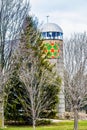 Quilt Block on Silo with Trees Royalty Free Stock Photo