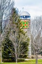 Quilt Block on Silo with Trees